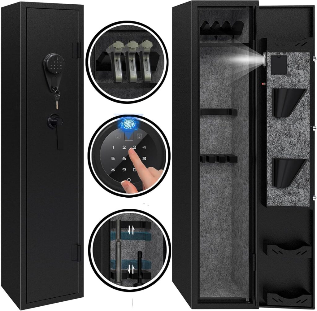 KAER 18-20 Biometric Gun Safe, Wider And Deeper Fingerprint Gun Safes Rifle Pistols Large Quick Access Heavy Duty Gun Cabinet Firearm Ammo Removable Shelf
